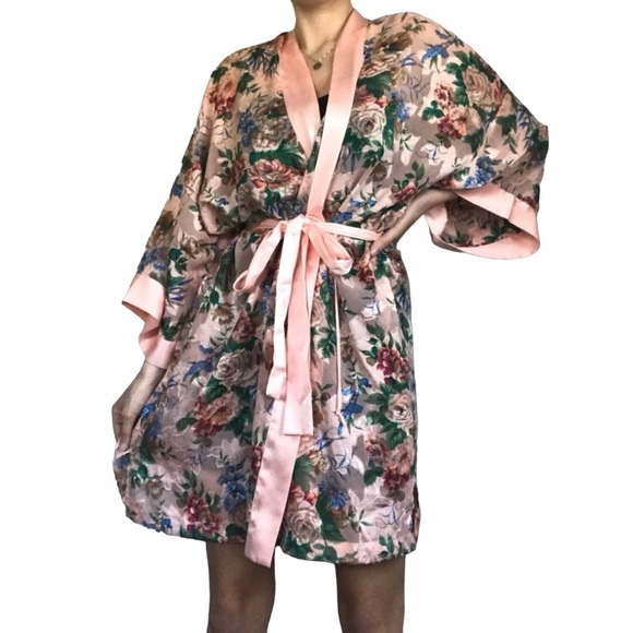 Vintage Victoria’s Secret Gold Label Sheer and Satin Robe O/S - Picture 1 of 10